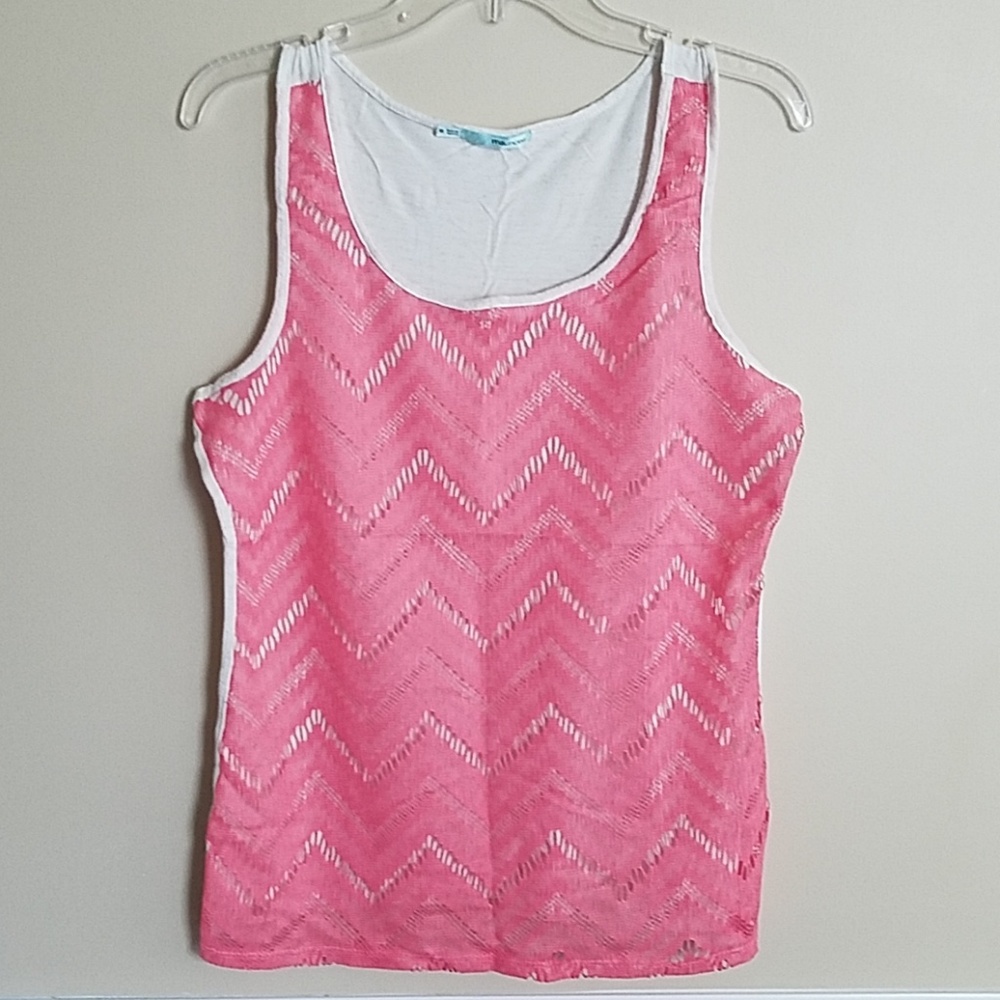 Cream and coral tank top